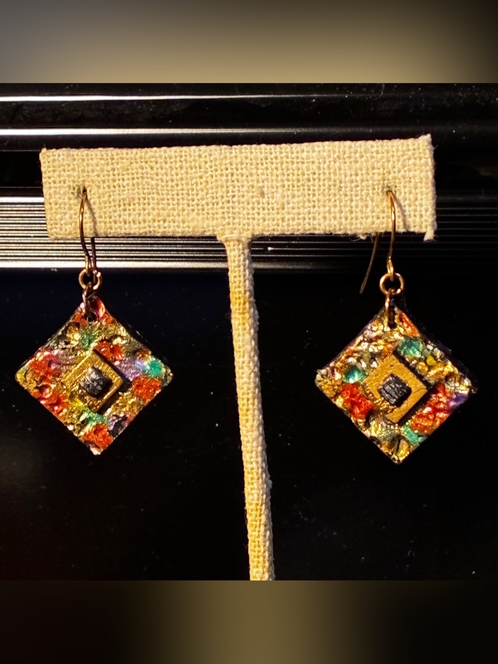 Multicolor Square Mosaic Dangle Earrings - Women Jewelry
